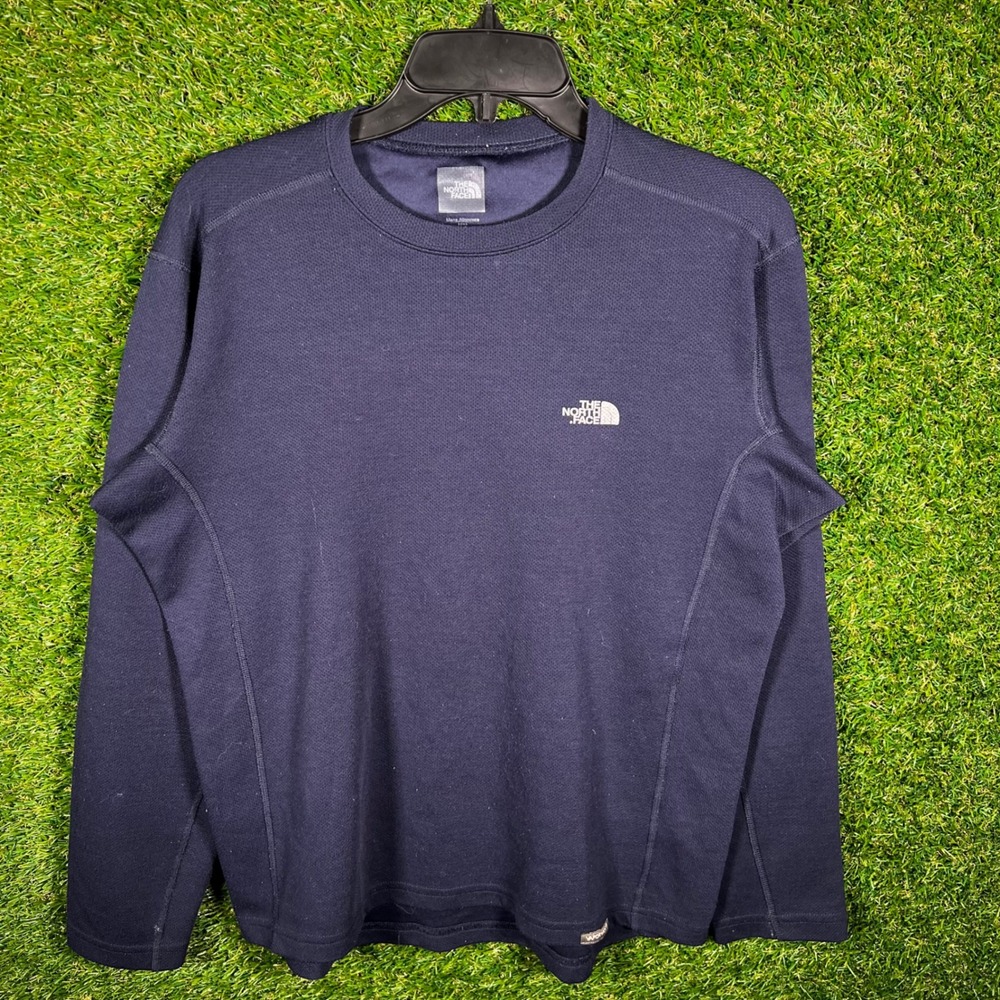 The North Face Mens Navy Blue Performance Long Sleeve Crewneck Shirt Size M